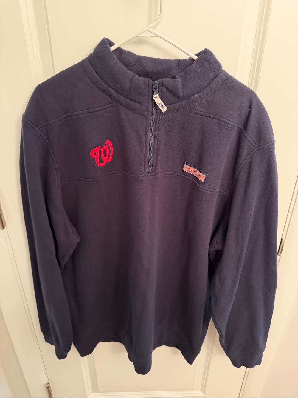 Vineyard Vines Navy Men’s Half-Zip Pullover with Red Logo